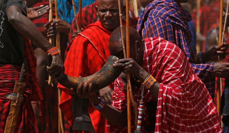 maasai gathering for ceremony in kenya
