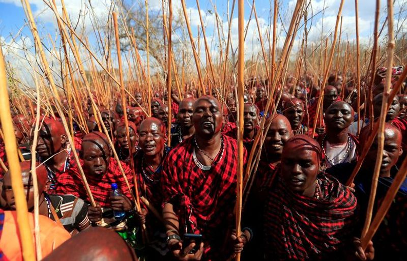 maasai gathering for ceremony in kenya