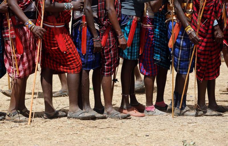 maasai gathering for ceremony in kenya