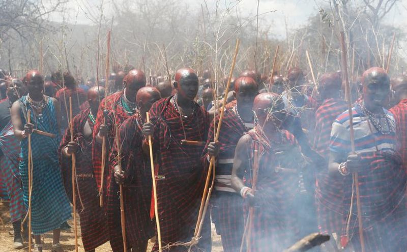 maasai gathering for ceremony in kenya