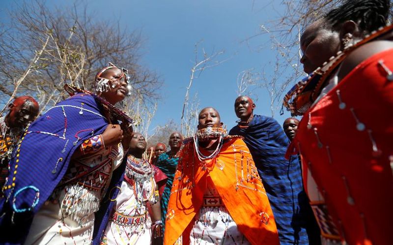 maasai gathering for ceremony in kenya