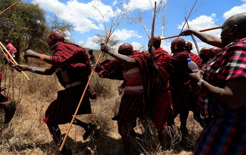 maasai gathering for ceremony in kenya