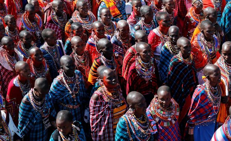 maasai gathering for ceremony in kenya