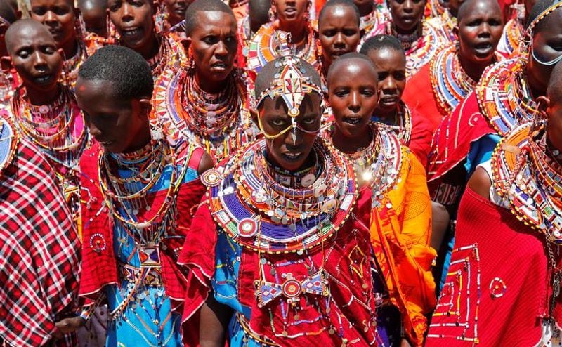 maasai gathering for ceremony in kenya