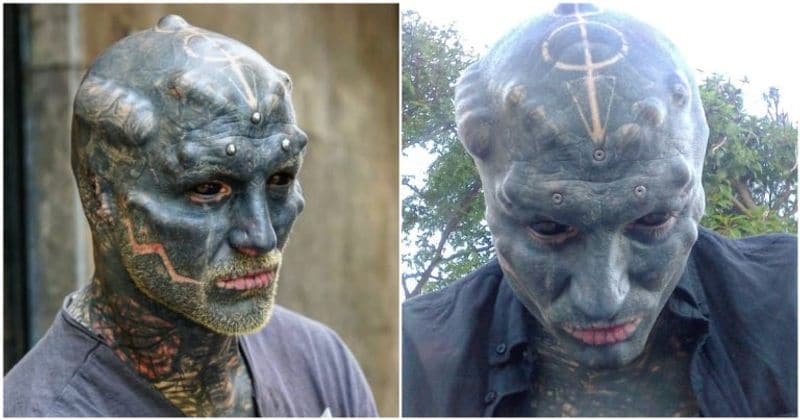 Man transforms himself into black alien by having nose REMOVED