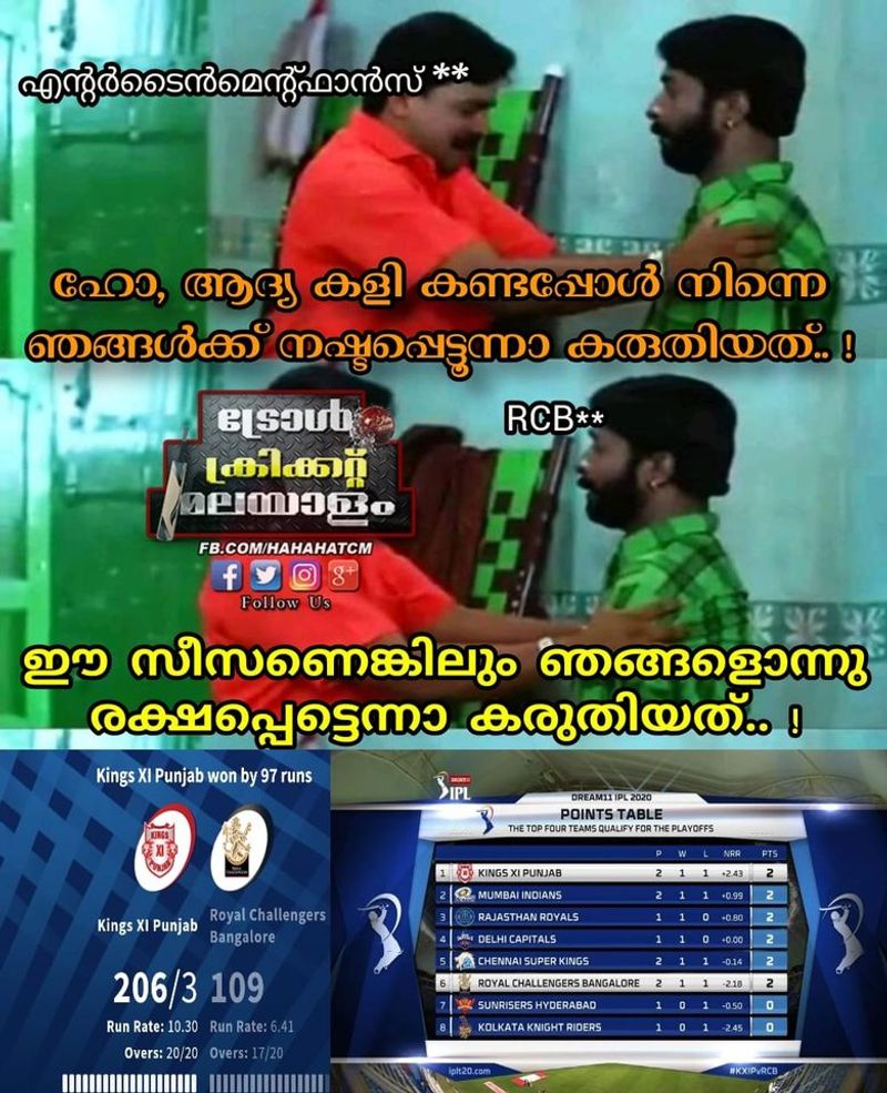 troll on KP Vs RCB match in ipl 2020