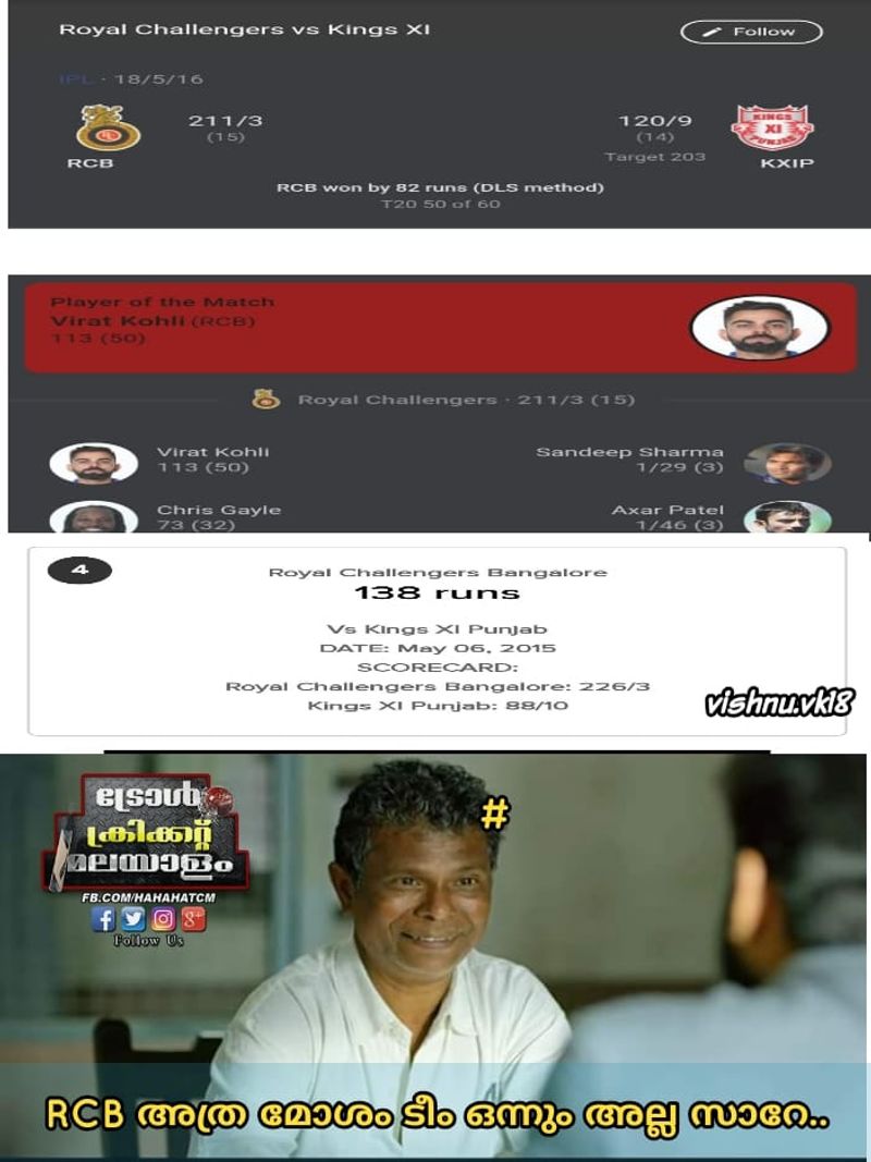 troll on KP Vs RCB match in ipl 2020