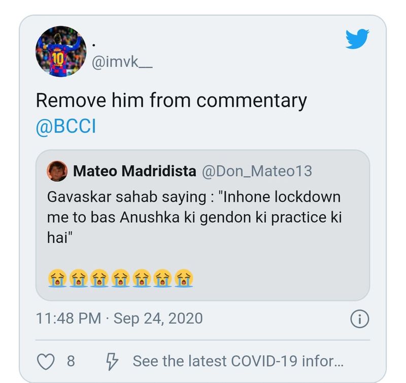Fans Slam Sunil Gavaskar As He Causes Storm With Comment For Kohli and Anushka