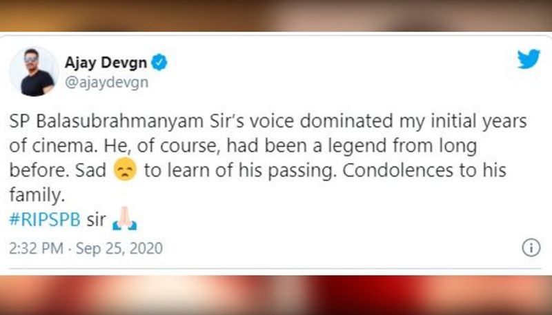 Celebrities react to SP BalaSubrahmanyam's demise ADB