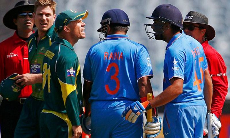 Spat with Rohit Sharma: In 2015, during an ODI against India at the Melbourne Cricket Ground (MCG), Rohit had scrambled for an extra run via an overthrow. Warner, who presumed that Rohit had done so after the ball deflected off his legs, which actually hadn't, started to criticise him. Rohit was irritated and said something back to him in Hindi, as Warner further reacted by asking him to speak in English. The Australian was fined 50% of his match fees for his actions, before being warned by CA CEO, James Sutherland.