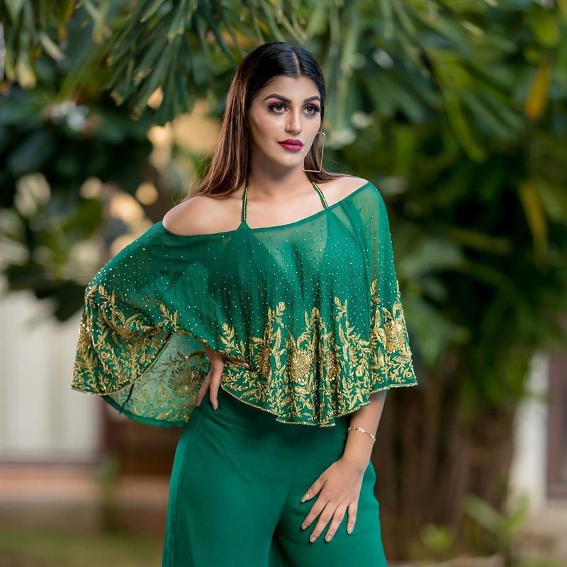 Bigg Boss Fame Yashika anand Green transparent dress hotness over loaded photos