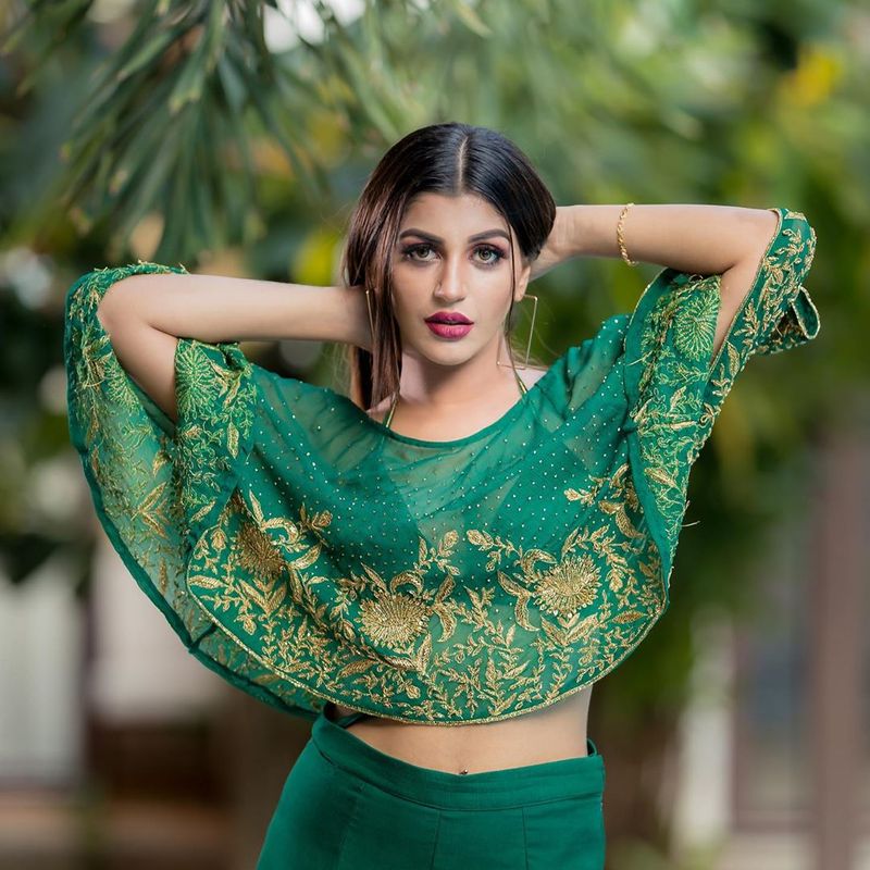 Bigg Boss Fame Yashika anand Green transparent dress hotness over loaded photos
