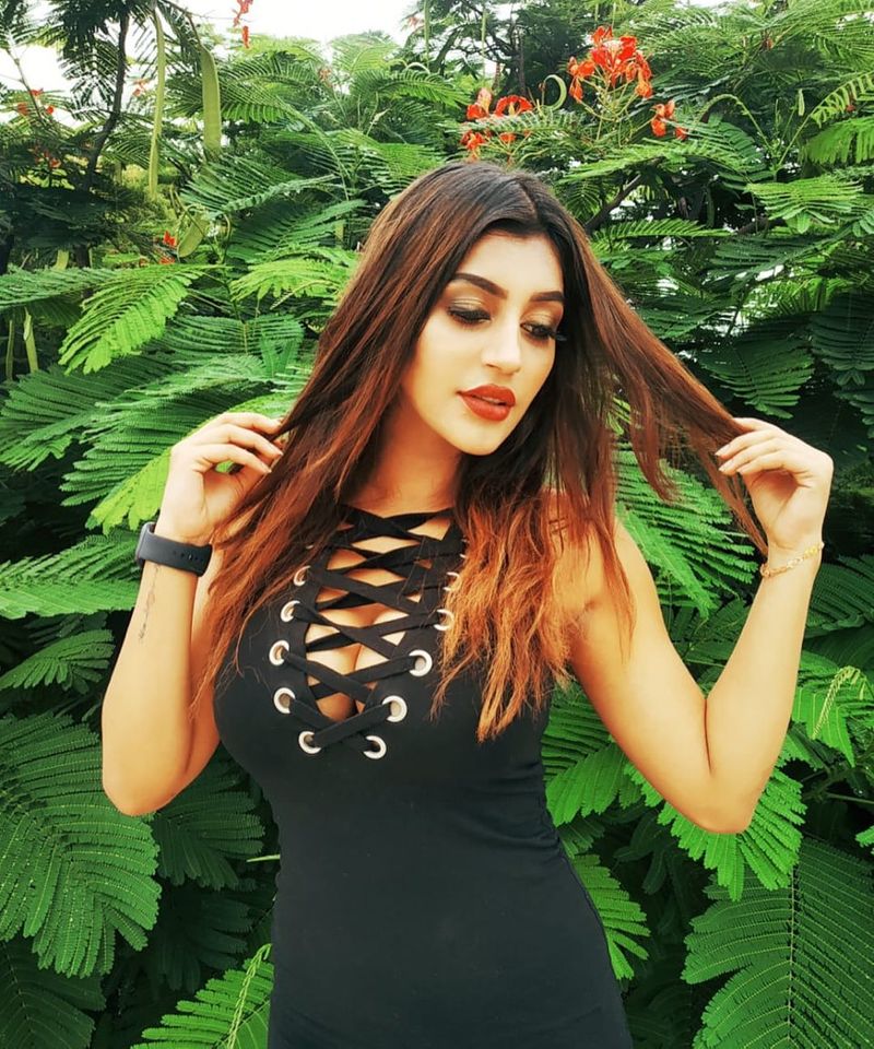 Bigg Boss Fame Yashika anand Green transparent dress hotness over loaded photos