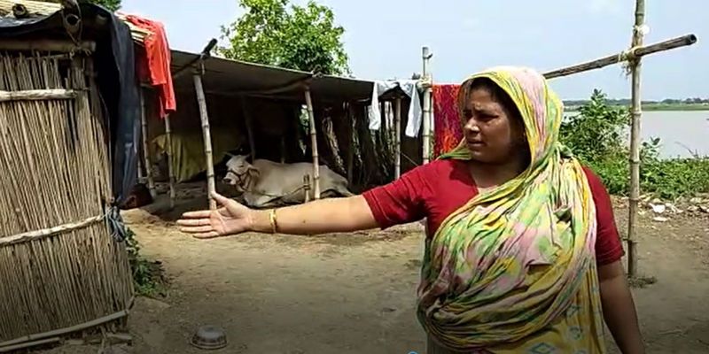 Landside affected river side village at Nadia ASB