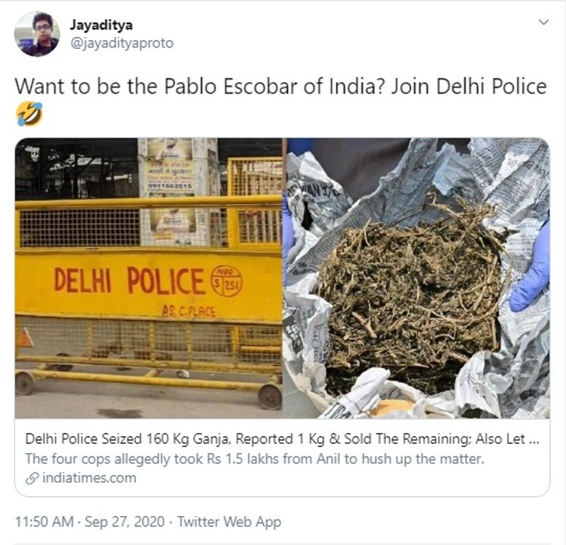 delhi police sells seized ganja suspended