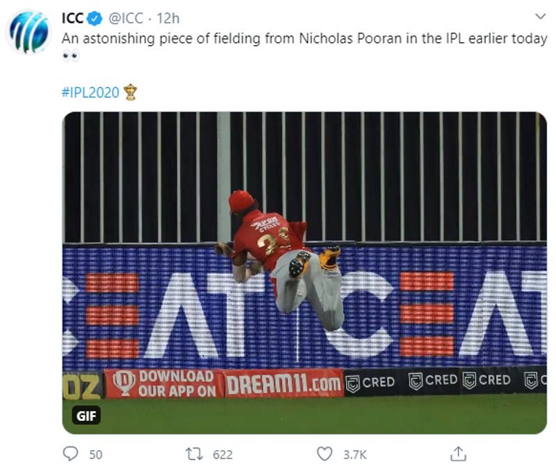 IPL 2020 Nicholas Pooran wonderful fielding against Rajasthan Royals CRA