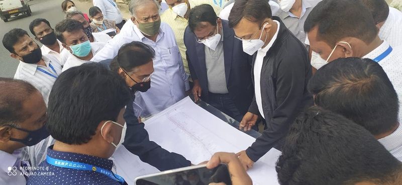Minister Suresh kumar Visits Shivanagara Fly over With BBMP Officers