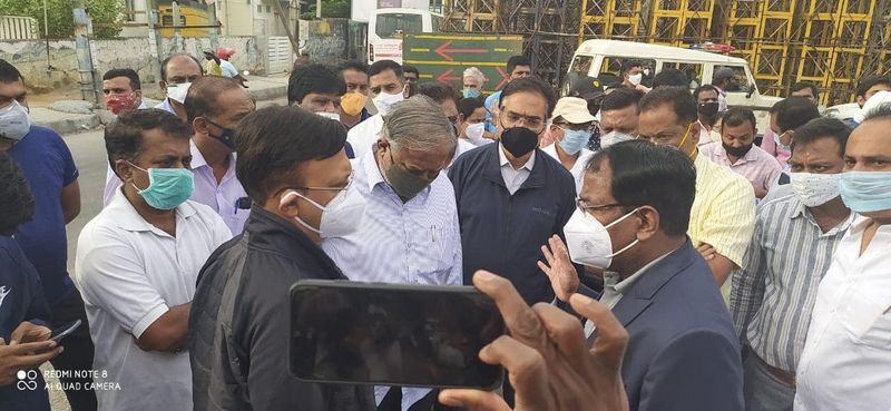 Minister Suresh kumar Visits Shivanagara Fly over With BBMP Officers
