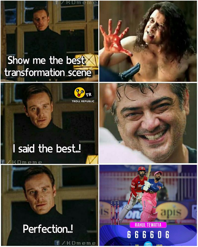 troll on ipl 9th match Rahul Tewatia s batting