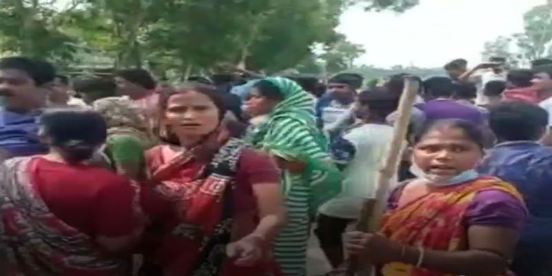 Agitation against win shop in village area at Midnapore ASB