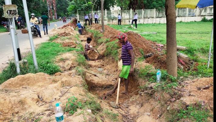 Viswa Bharati university starts Poush mela ground fencing in Shantiniketan again BTG Viswa Bharati university starts Poush mela ground fencing in Shantiniketan again BTG