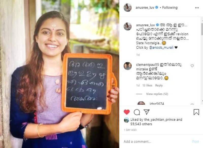 malayalam Actress anusree s latest simplicity photo got viral on social media