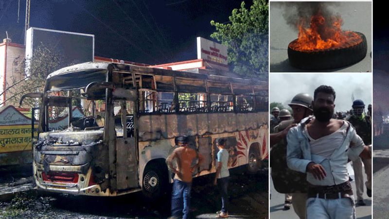 उपद्रवियों ने हाईवे से निकलने वाले वाहनों को भी आग लगा दी।