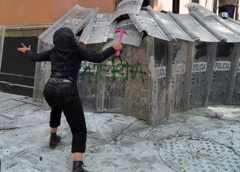abortion rights women clash with police in mexico