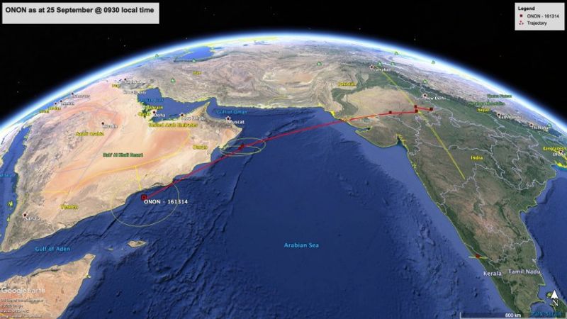 From Yemen to India Onon flew 3,500 km in two days
