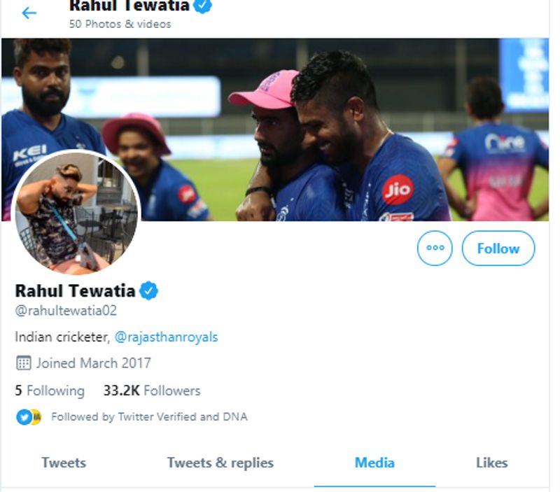 IPL2020 Rajasthan Royals hero Rahul Tewatia's latest tweet goes viral