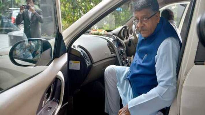 Babri demolition case: Law Minister Ravi Shankar Prasad reached LK Advani's house soon after the verdict. Babri demolition case: Law Minister Ravi Shankar Prasad reached LK Advani's house soon after the verdict.