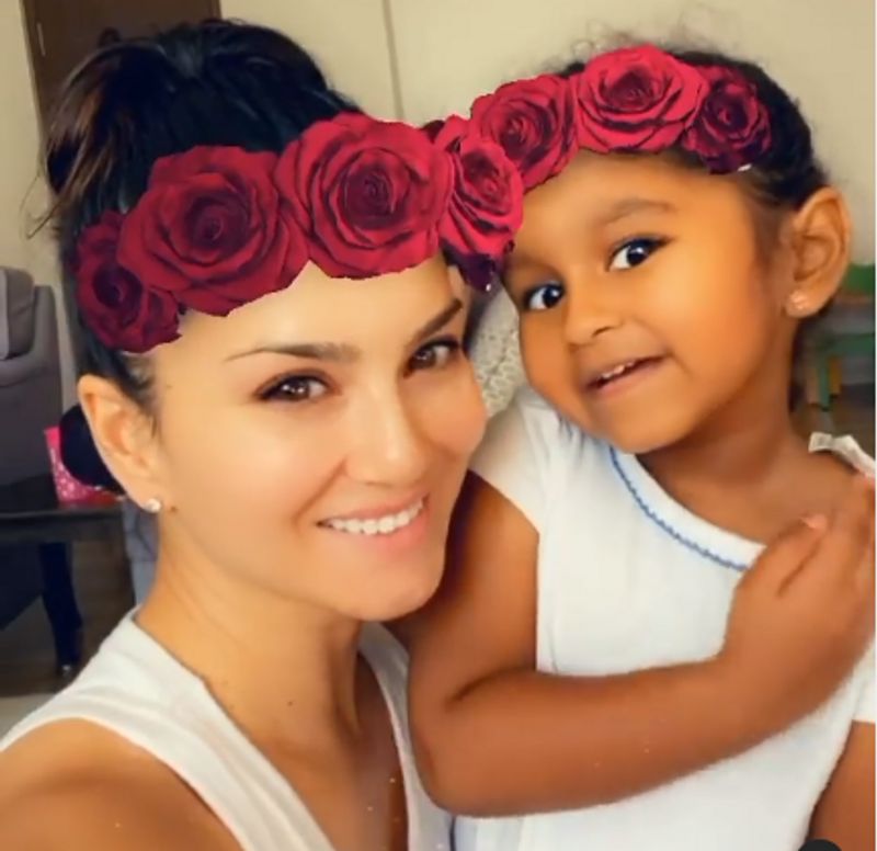 Bollywood actress Sunny leone team up with daughter nisha teaches painting dpl
