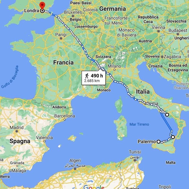 From Italy to England 11 year old boy and his father walked 2735 km to see his grandmother