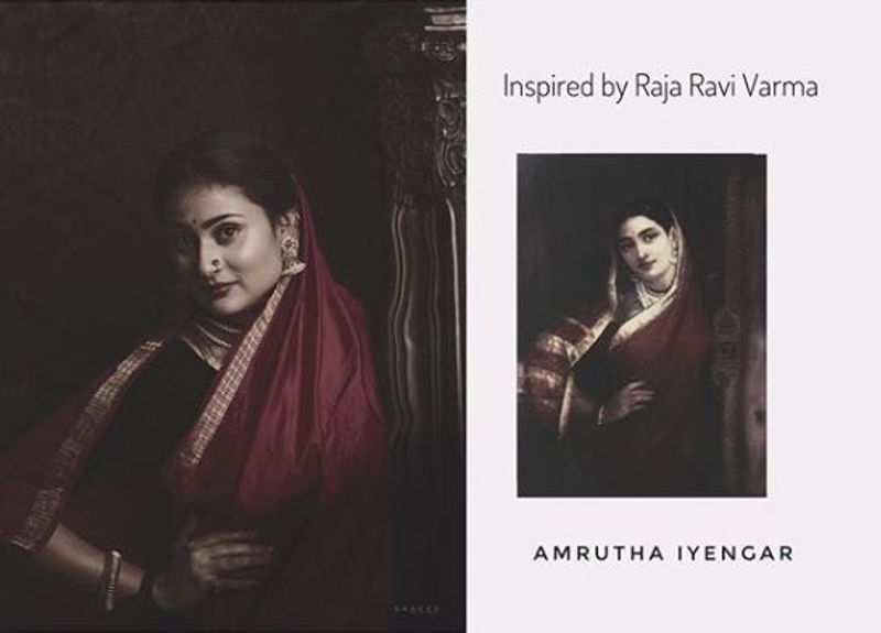 Ravivarma art recreated by Kannada actress amrutha kavya ishani ponamma vcs