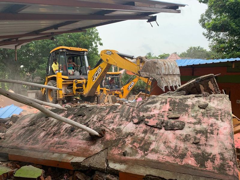 Illegal Resort Demolition in Virupapur Gadde in Gangavati in Koppal Districtgrg