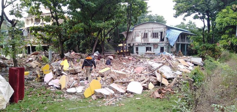 Illegal Resort Demolition in Virupapur Gadde in Gangavati in Koppal Districtgrg