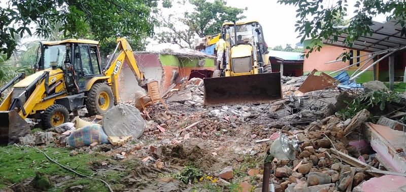 Illegal Resort Demolition in Virupapur Gadde in Gangavati in Koppal Districtgrg