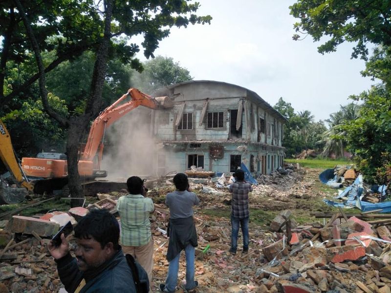 Illegal Resort Demolition in Virupapur Gadde in Gangavati in Koppal Districtgrg