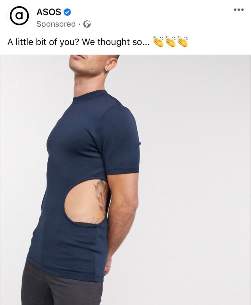 A brand is selling mens tee with holes on the sides; asking to be tickled say netizens dpl