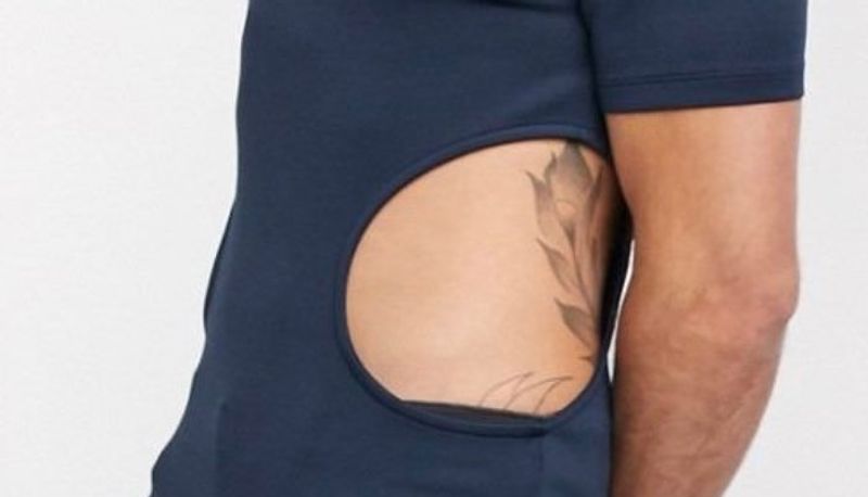 A brand is selling mens tee with holes on the sides; asking to be tickled say netizens dpl