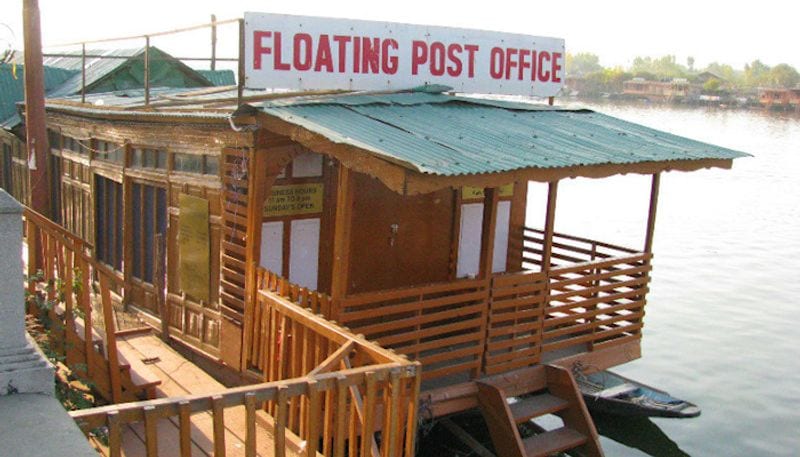 4. World's Only Floating Post OfficeIndia has the most significant number of post offices in the World, but did you know it has its very own floating post office on Dal Lake in Srinagar. Perched on a houseboat, it also includes a philately museum within itself.