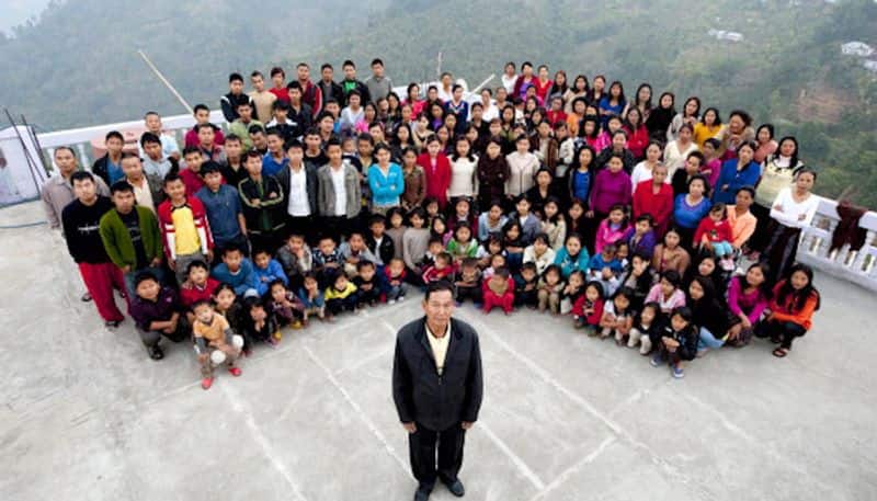 13. Biggest Family in the WorldZiona Chana of Baktawng village in Mizoram is the head of the World's biggest family consisting of 181 members who live in a 100-room mansion. He has 39 wives, 94 children, 14 daughters-in-law and 33 grandchildren.