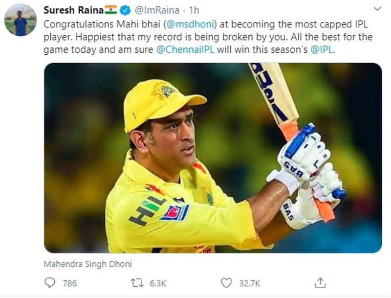 Suresh Raina sends wishes to dhoni for his new record