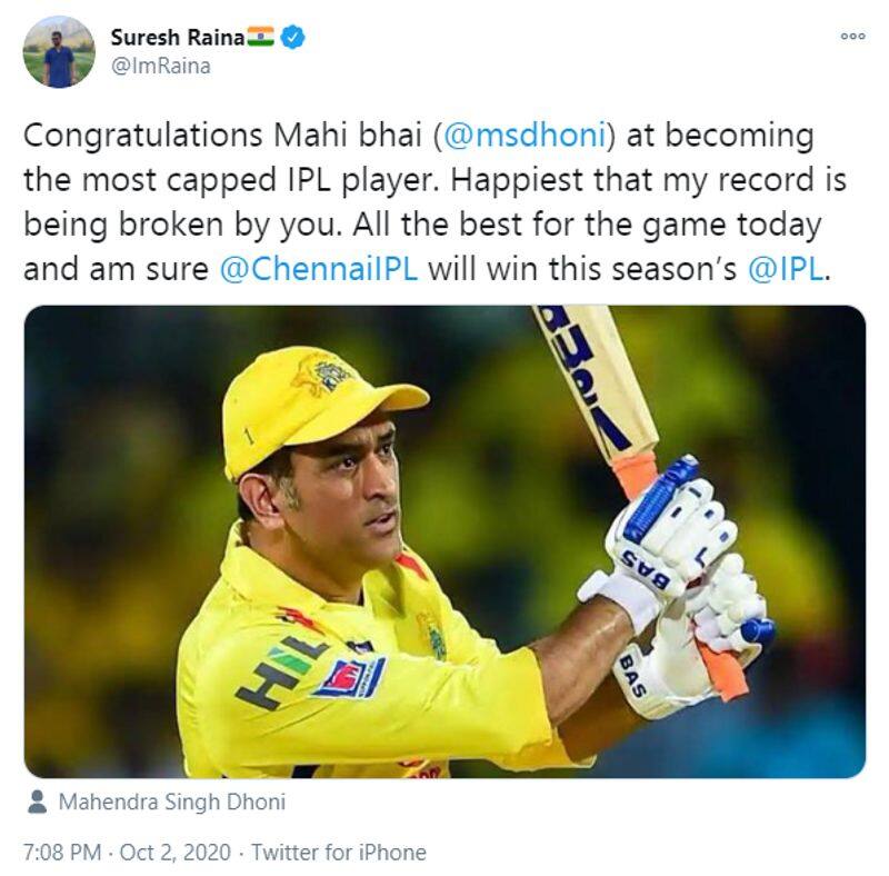 IPL 2020 MS Dhoni became most capped player in IPL