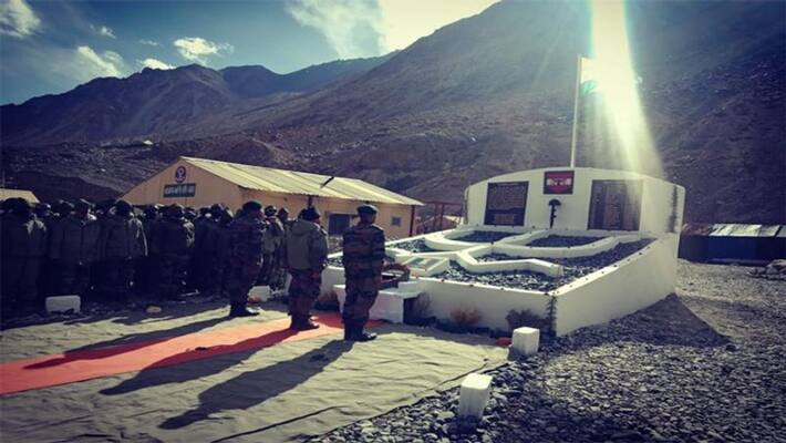 memorial made in Daulat-Beg-Oldi, Ladakh of the soldiers who died in the Galwan skirmish in memorial made in Daulat-Beg-Oldi, Ladakh of the soldiers who died in the Galwan skirmish in