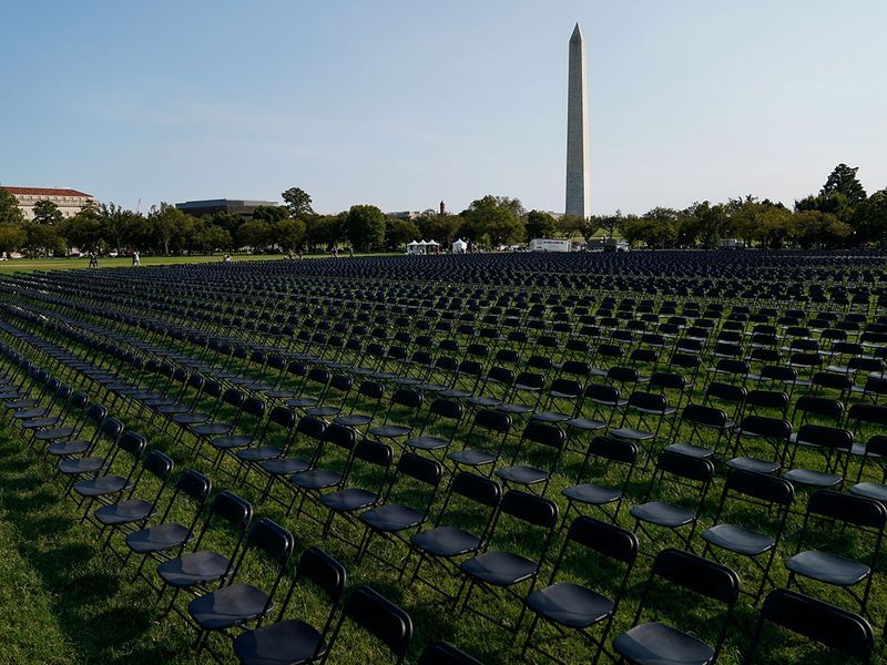 Empty chairs A tribute to US lives lost to COVID 19 pandemic pod