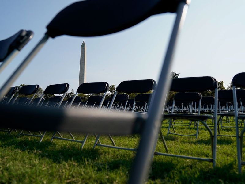 Empty chairs A tribute to US lives lost to COVID 19 pandemic pod