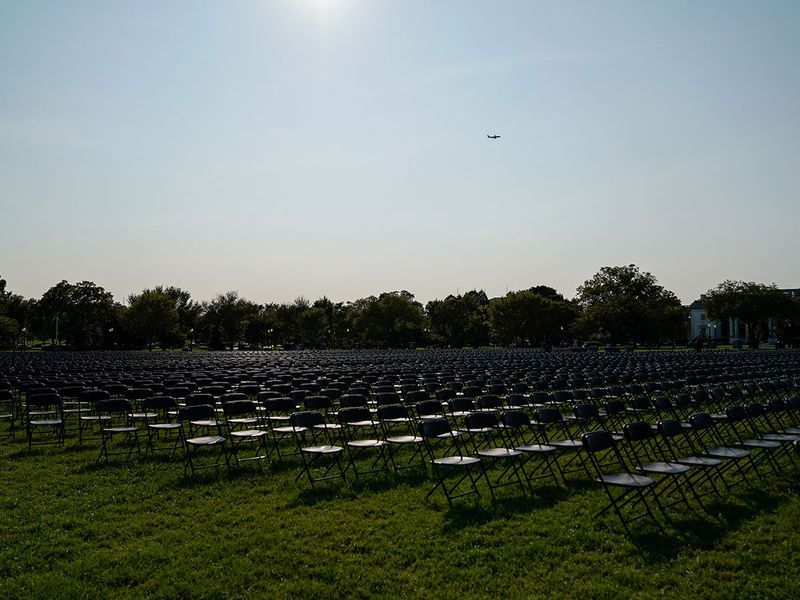 Empty chairs A tribute to US lives lost to COVID 19 pandemic pod