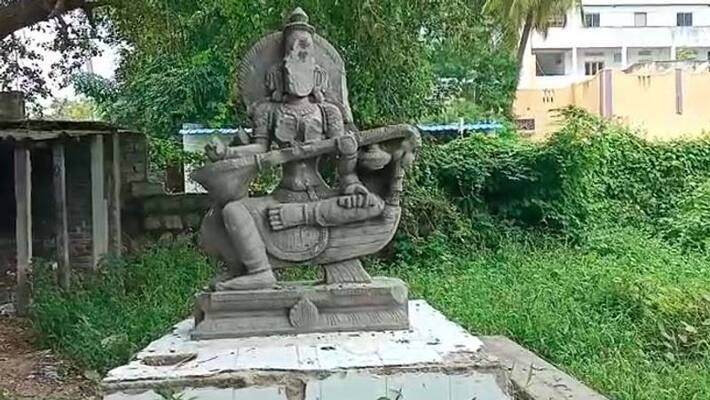 lord saraswathi statue damaged in guntur lord saraswathi statue damaged in guntur