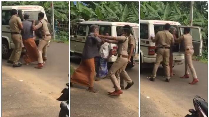 old man slapped by police during vehicle inspection in Kollam old man slapped by police during vehicle inspection in Kollam